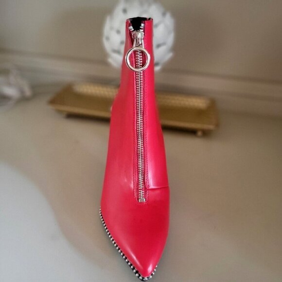 Bar III Brigetp Red Ankle Boots With Studded Trim & Zipper Closure-8M - Picture 5 of 10